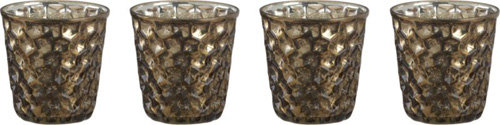 Crate & Barrel Antiqued Glass Gold Candleholders