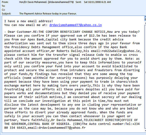 Nigerian Email Scam