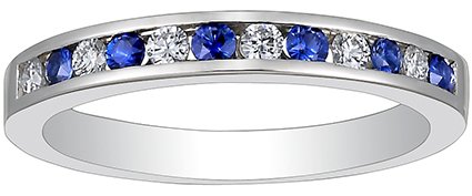 Brilliant Earth Platinum Channel Set round Diamond and Sapphire Ring