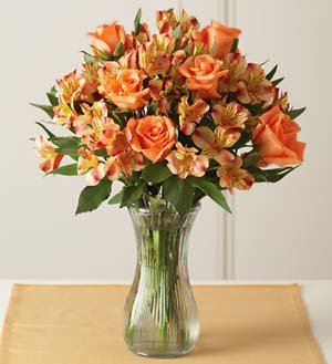 Orange Rose & Peruvian Lily Bouquet