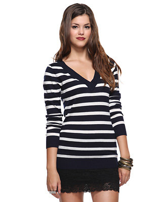 Striped V-neck Sweater