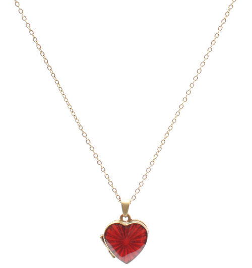 Cath Kidston Red & Gold Enamel Starburst Heart Locket