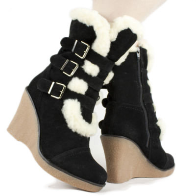 Wedge Buckle Boots