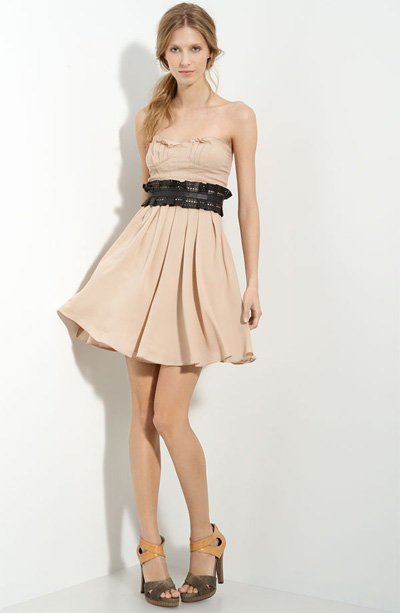 Elizabeth and James Silk Crepe Strapless Dress