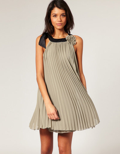 Lipsy Pleated Rosette Dress