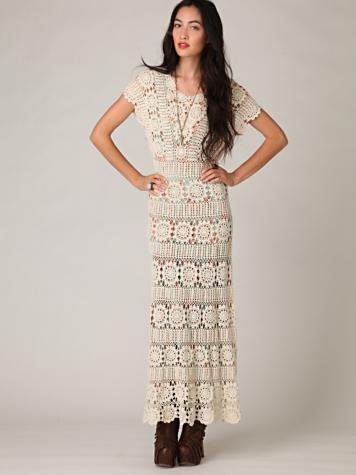 Free People Hand Crochet Maxi Dress