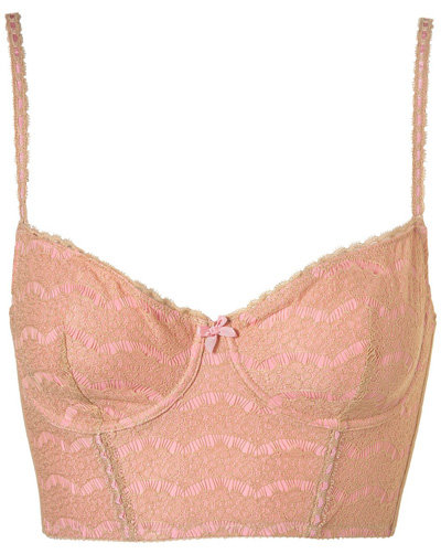 Topshop Eyelash Nude Lace Longline Bralet