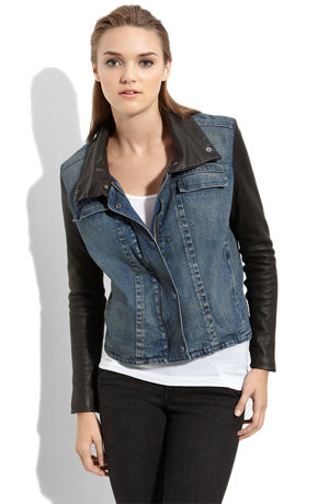 Helmut Lang “Dirty Vintage” Denim & Leather Jacket