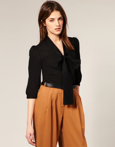 Asos Cotton Pussy Bow Blouse