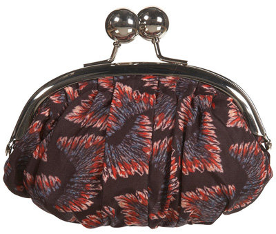 Topshop Feather Print Oversize Clasp Purse