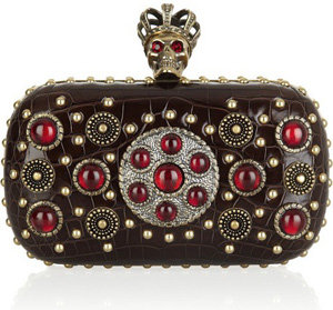 Alexander McQueen Byzantine Queen Scull Crocodile Clutch