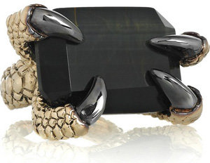 Roberto Cavalli Gold Plated Onyx Claw Ring