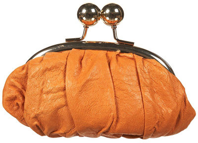 Topshop Burnt Orange Ruched Leather Purse