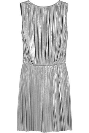 Halston Heritage Pleate Lamé Mini Dress