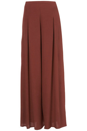 Topshop Tobacco Wide Leg Pleat Trousers