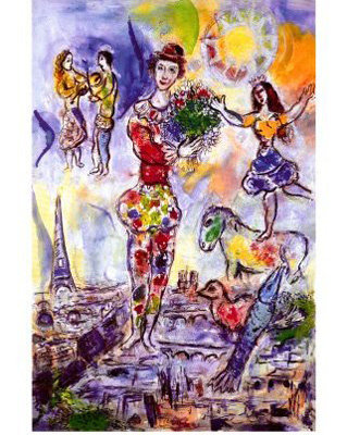 On the Roof of Paris Art Poster Print by Marc Chagall