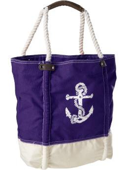 Rope Trim Canvas Tote