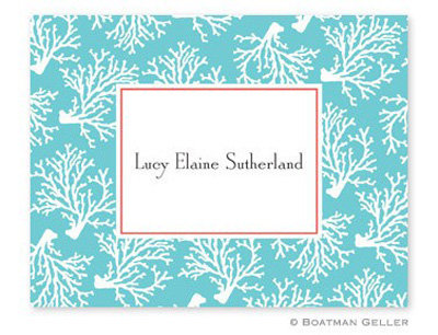 Teal Coral Fold-over Cards