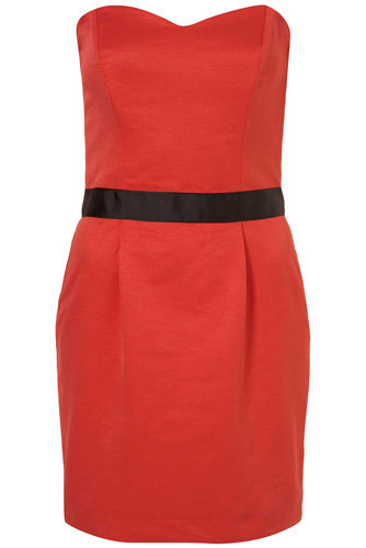 Topshop Red Rose Frill Back Bandeau Dress