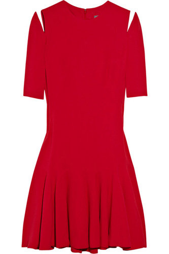 Alexander McQueen Slashed Shoulder Crepe Skater Dress