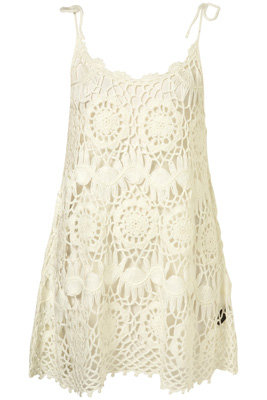 Topshop Cream Crochet Shift Dress