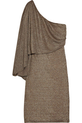 Halston Heritage Asymmetric Metallic Jersey Dress