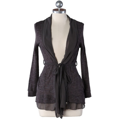 Flying Solo Charcoal Belted Cardi