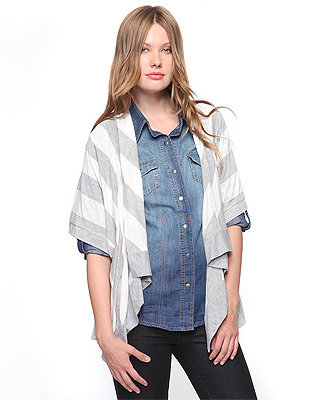 Wide Stripe Shawl Cardigan