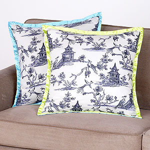 Blanc Noir Toile Toss Pillow