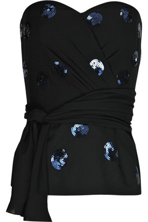 DKNY Sequinned Georgette Bustier