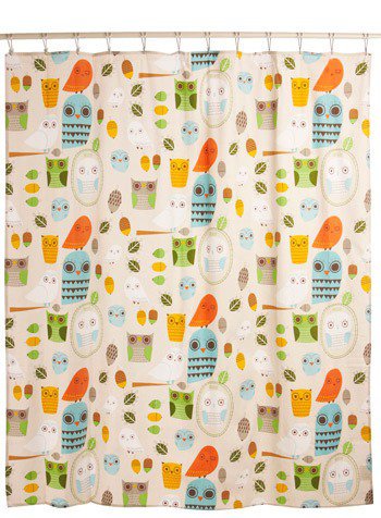 Shower Power Shower Curtain in Owl Clean