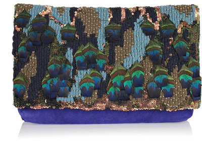 Matthew Williamson Appliquéd Suede Clutch