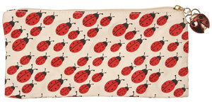 Cream Ladybug Print Canvas Case