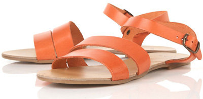 Topshop Hot Orange Strappy Leather Sandals