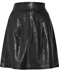 Vince Pleated Leather Skirt