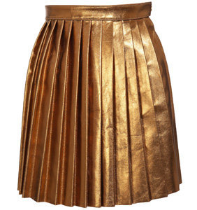 House of Holland Pleated Leather Skirt