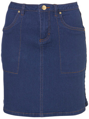 Topshop Blue Denim a-Line Skirt