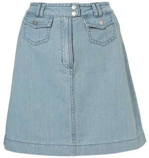 Topshop Denim Seventies High Waisted a-Line Skirt