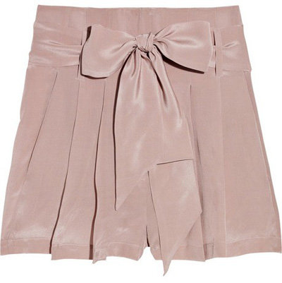 Emma Cook Belted Silk Crepe De Chine Shorts