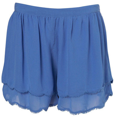 Topshop Blue Scallop Hem Shorts