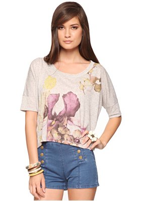 Cropped Flax Blend Top