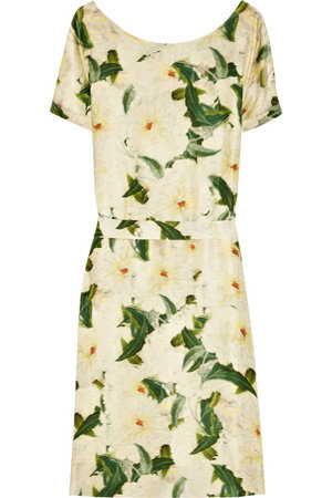 Erdem Anneli Floral Print Silk-Satin Dress