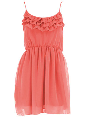 Dorothy Perkins Orange Frill Chiffon Dress