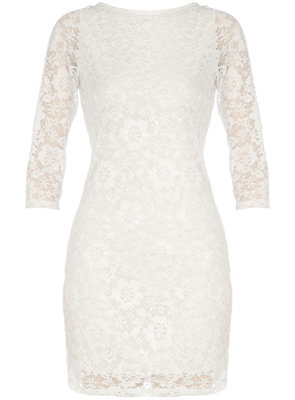 Dorothy Perkins Cream Backless Lace Dress