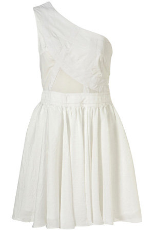 Topshop White One Shoulder Panel Dress