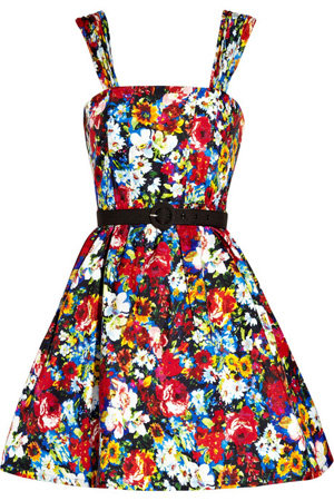 Alice + Olivia Full Skirted Floral Print Dress