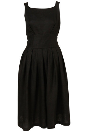 Topshop Black Linen Fifties Midi Sundress