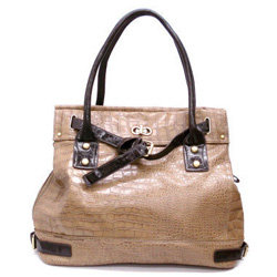 Khaki Brown Croc Slouchy Bucket Bag