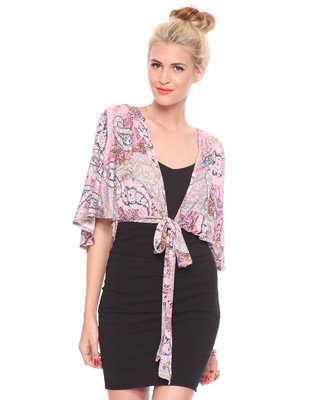 Paisley Waist Tie Cardigan