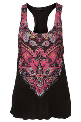 Black Paisley Print Vest